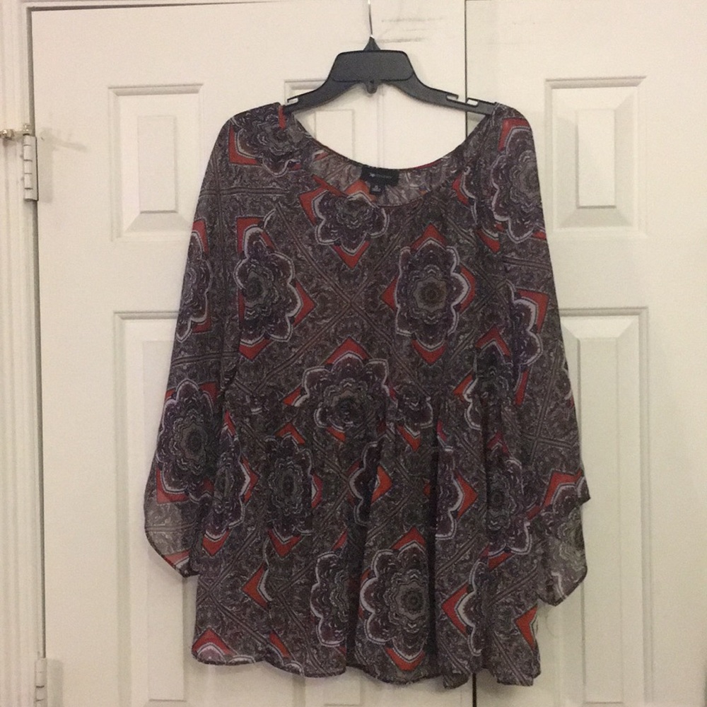 AB Studio Loose sheer printed  top XL